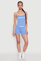 Womens Contrast Trim Brooklyn Graphic Cami, Blue, Size XL