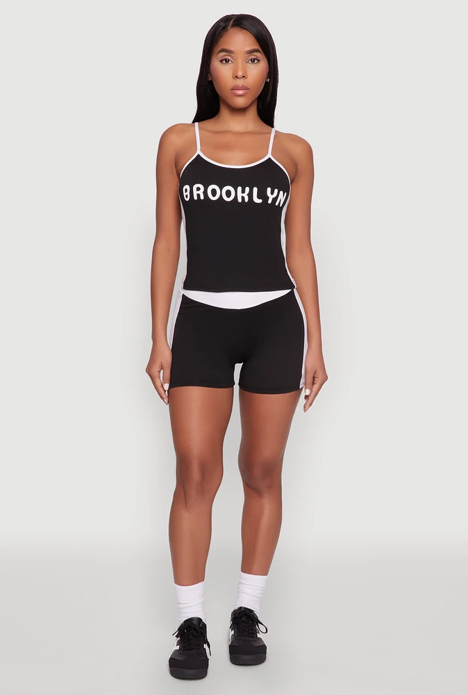 Womens Contrast Biker Shorts,