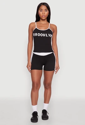 Womens Contrast Biker Shorts,