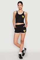 Womens Love Contrast Trim Cropped Tank Top,