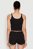 Womens Love Contrast Trim Cropped Tank Top,