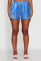 Womens Chic Satin High Waisted Shorts,