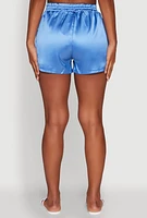Womens Chic Satin High Waisted Shorts,