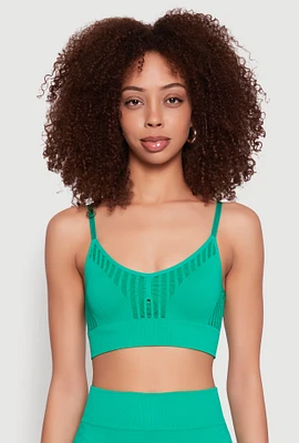 Womens Seamless Laser Cut Cami Crop Top,