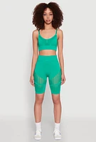 Womens Seamless Laser Cut Cami Crop Top,