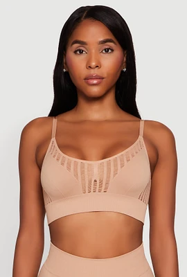 Womens Seamless Laser Cut Cami Crop Top,
