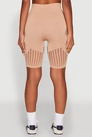 Womens Seamless Laser Cut Biker Shorts, Khaki, Size S-M
