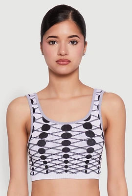 Womens Seamless Geometric Print Crop Top, Multi, Size S-M