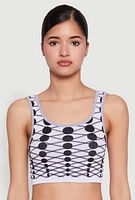 Womens Seamless Geometric Print Crop Top, Multi, Size S-M