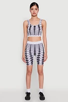 Womens Seamless Geometric Print Crop Top, Multi, Size S-M