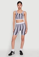 Womens Seamless Geometric Print Crop Top, Multi, Size S-M