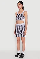 Womens Seamless Geometric Print Crop Top, Multi, Size S-M