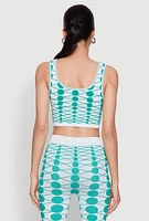 Womens Seamless Geometric Print Crop Top, Green, Size M-L