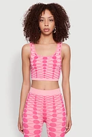 Womens Seamless Geometric Print Crop Top, Pink, Size M-L
