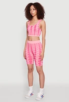 Womens Seamless Geometric Print Crop Top, Pink, Size M-L
