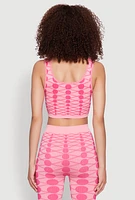 Womens Seamless Geometric Print Crop Top, Pink, Size M-L