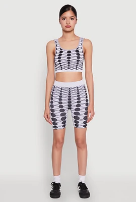 Womens Seamless Geometric Print Biker Shorts, Multi, Size S-M