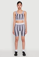 Womens Seamless Geometric Print Biker Shorts, Multi, Size S-M