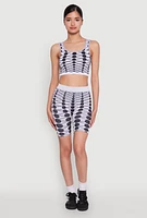 Womens Seamless Geometric Print Biker Shorts, Multi, Size S-M