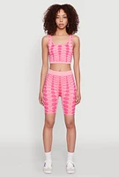 Womens Seamless Geometric Print Biker Shorts, Pink, Size M-L