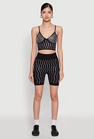 Womens Seamless Rhinestone Faux Pearl Crop Top,