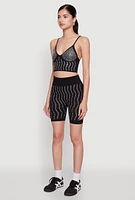 Womens Seamless Rhinestone Faux Pearl Crop Top,