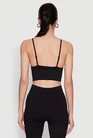 Womens Seamless Rhinestone Faux Pearl Crop Top,