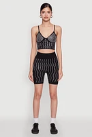 Womens Seamless Rhinestone Faux Pearl Biker Shorts, Black, Size S-M