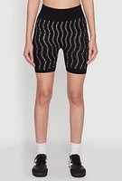 Womens Seamless Rhinestone Faux Pearl Biker Shorts,