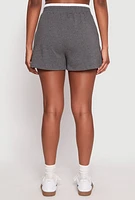 Womens Contrast Elastic Trim High Waist Shorts,