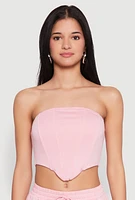Womens Zip Back Corset Tube Top, Pink,