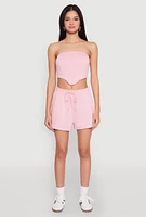 Womens Zip Back Corset Tube Top, Pink,