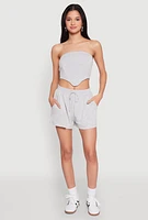 Womens Side Pocket Sweatshorts, Grey, Size L