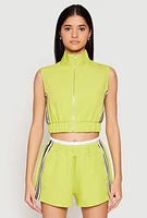 Womens Side Stripe Sleeveless Zip Up Vest,