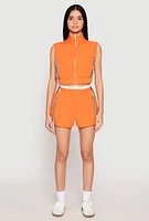 Womens Contrast Waistband Side Stripe Shorts, L