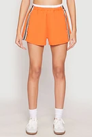 Womens Contrast Waistband Side Stripe Shorts, L