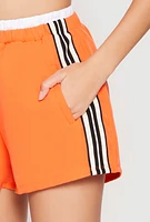 Womens Contrast Waistband Side Stripe Shorts, L