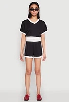 Womens Contrast Trim Crop Top,