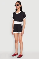Womens Contrast Trim Crop Top,