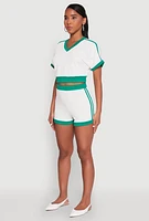 Womens Contrast Trim Crop Top, White,