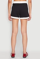 Womens Contrast Trim Varsity Striped Shorts,