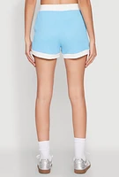 Womens Contrast Trim Varsity Striped Shorts,