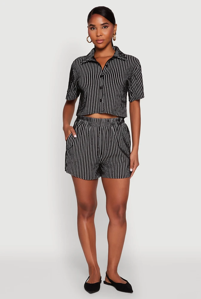 Womens Striped Shorts, L
