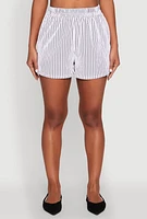 Womens Striped Shorts, White, Size S