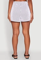 Womens Striped Shorts, White, Size S