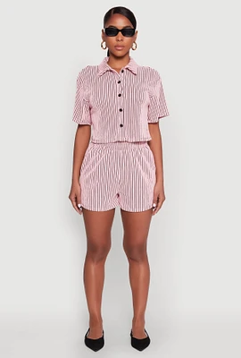 Womens Striped Shorts, Pink, Size L