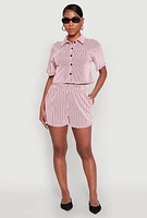 Womens Striped Shorts, Pink, Size L