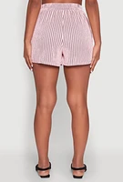 Womens Striped Shorts, Pink, Size L