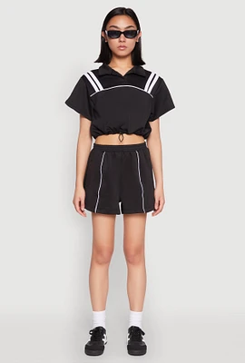 Womens Contrast Piping Pocket Shorts,