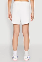 Womens Contrast Piping Pocket Shorts, White, Size XL